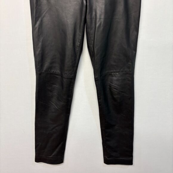 Vintage Cache Women 100% Leather Pants Size 4 Straight Leg Y2K 90s C042 -15 - Picture 15 of 16